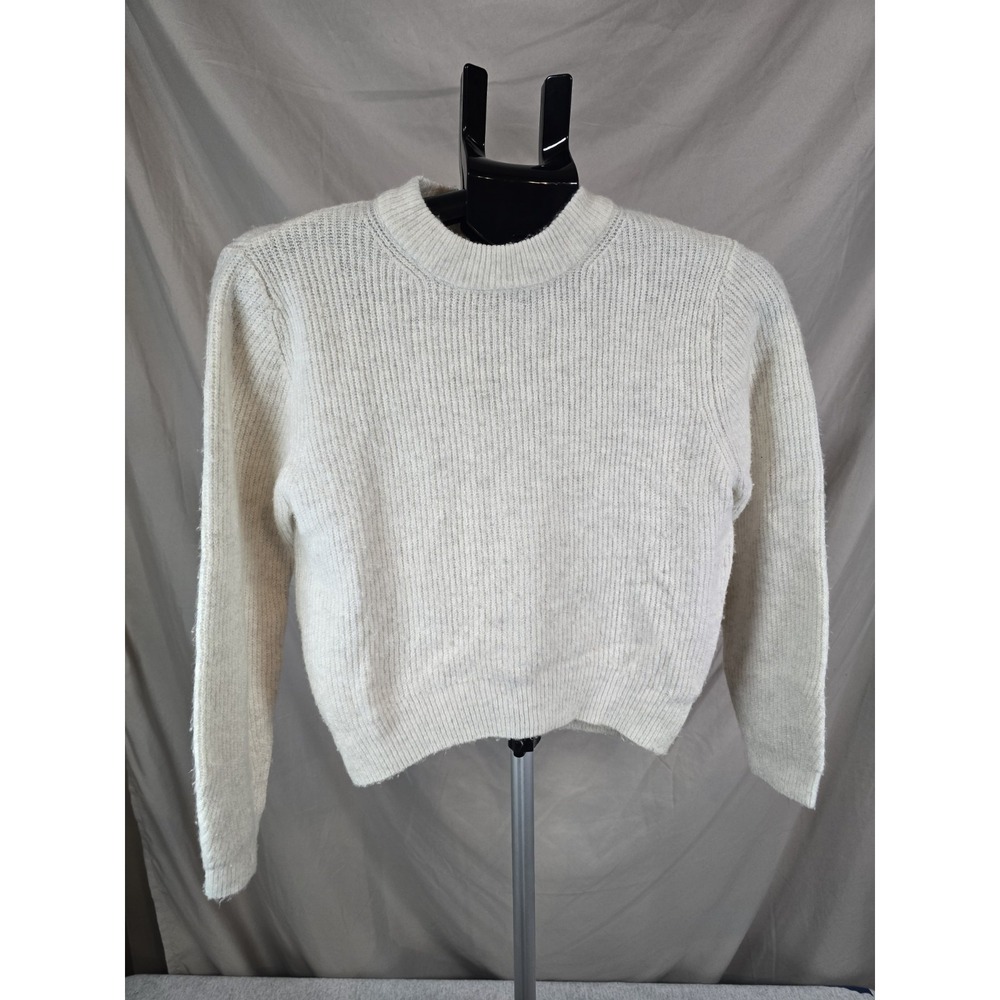 Zara Womens Cream Chunky Ribbed Crew Neck Sweater 11-12